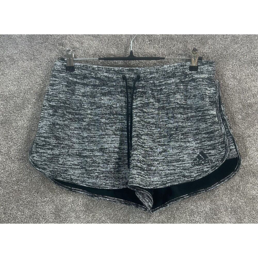 Adidas Shorts Womens Large Black Gray‎ Marled Measures 31X3 Elastic Waist Tennis